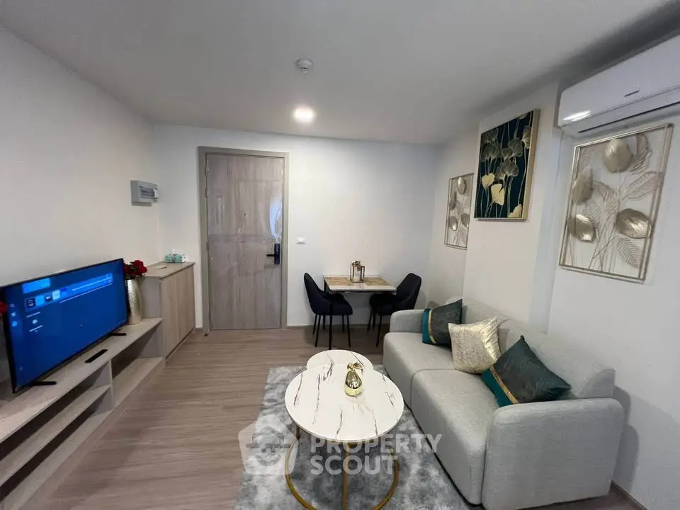 Modern living room with stylish decor and cozy furniture