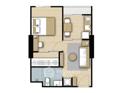 Modern apartment floor plan with open layout and stylish design