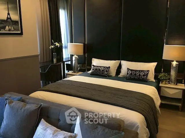 Luxurious bedroom with elegant decor and cozy ambiance