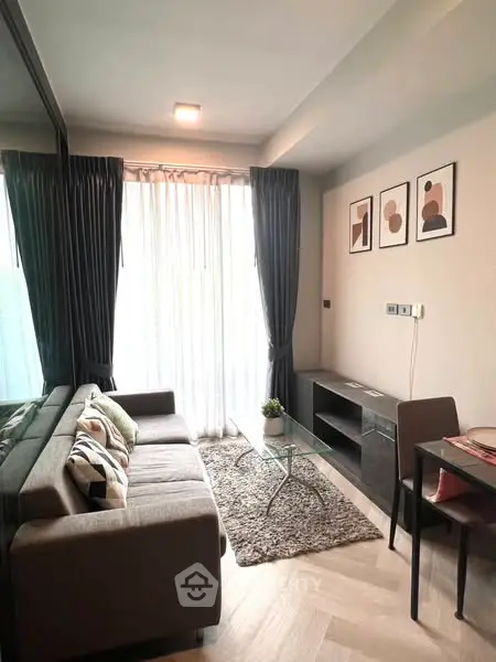 Modern living room with stylish decor and natural light