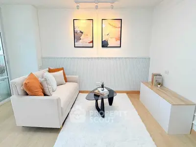 Stylish modern living room with cozy sofa and elegant decor