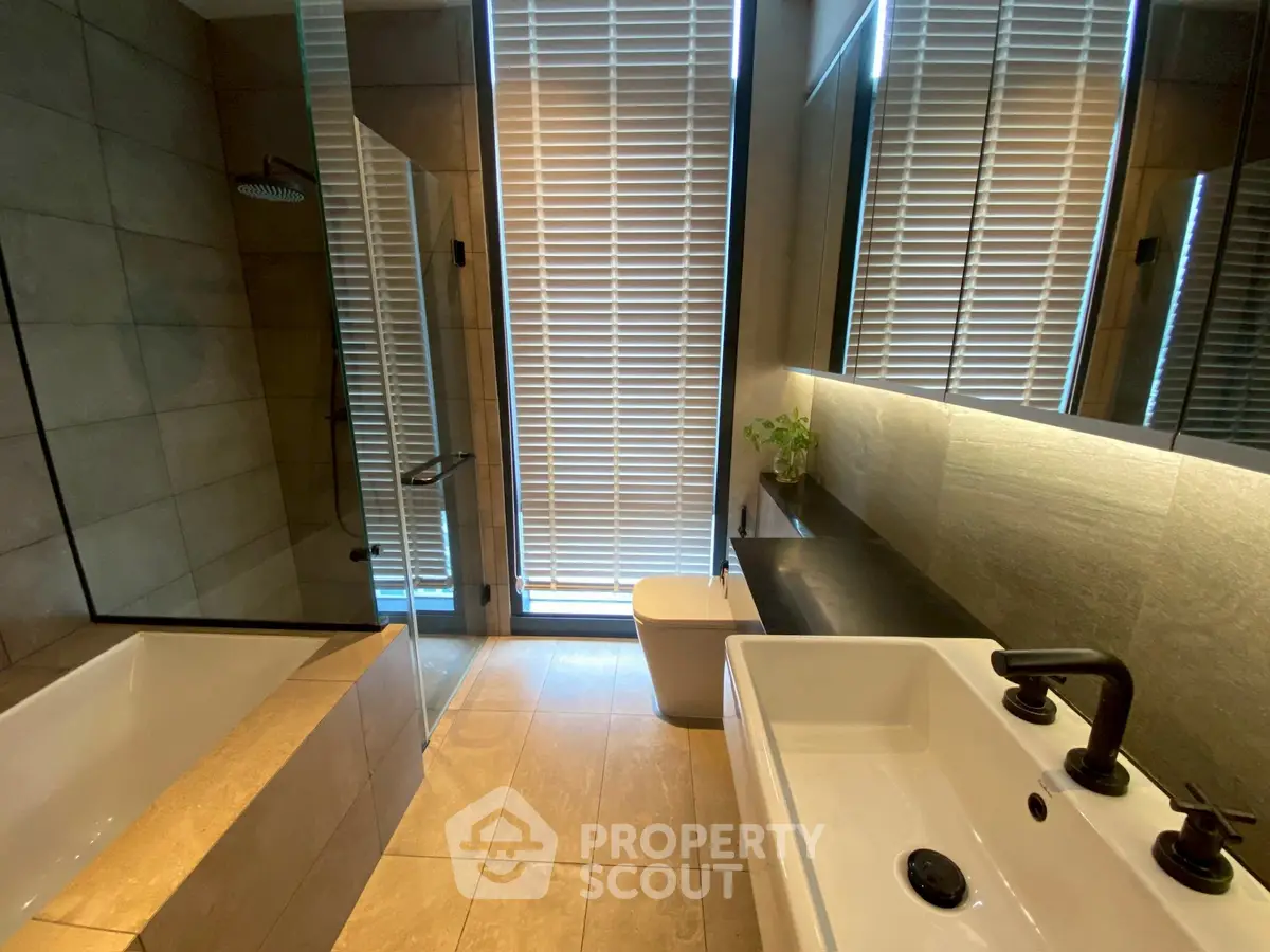 Modern bathroom with sleek fixtures and natural light