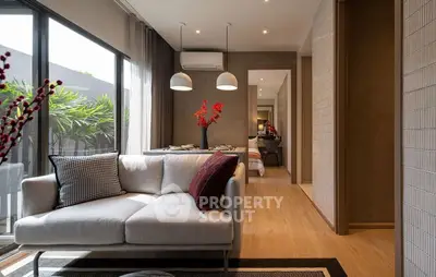 Modern living room with stylish decor and natural light