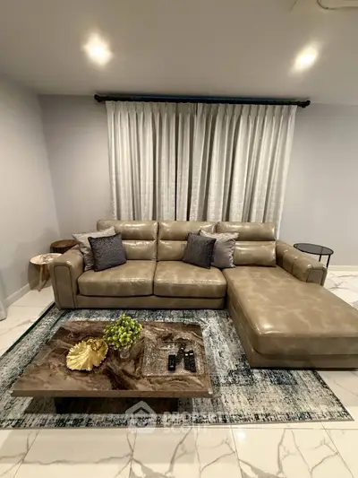 Luxurious living room with elegant leather sofa and chic decor