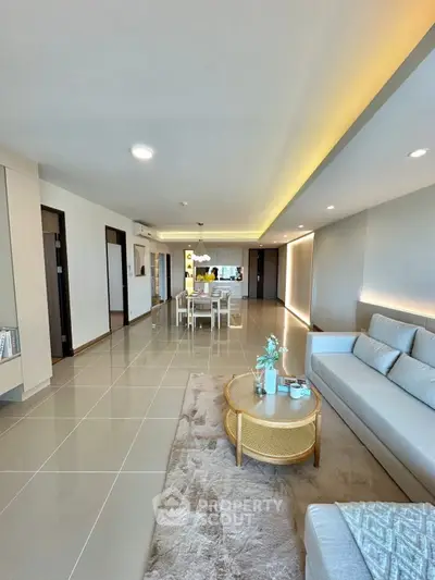 Spacious modern living room with open layout and elegant decor