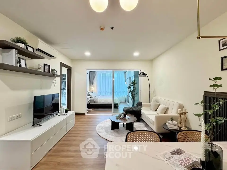 Modern living room with open layout and stylish decor