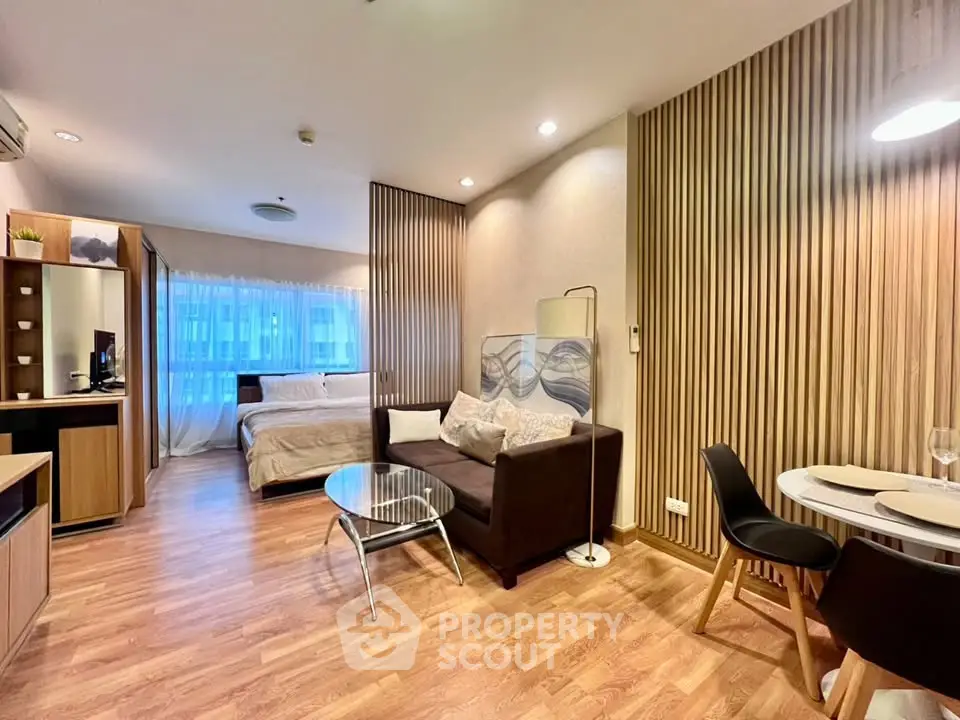 Modern studio apartment with stylish decor and open layout