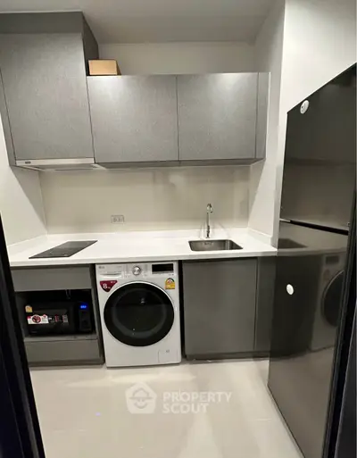 Modern kitchen with sleek cabinetry, integrated appliances, and compact design for efficient space use.
