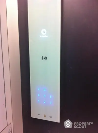 Modern elevator control panel with touch keypad and RFID access