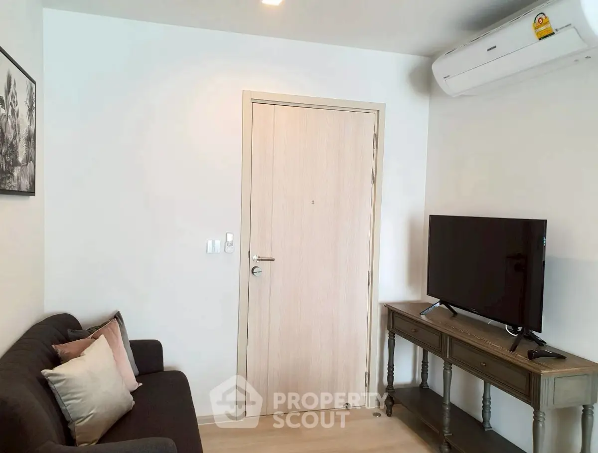 Cozy living room with modern air conditioning and stylish decor