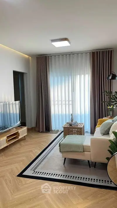 Modern living room with stylish decor and natural light