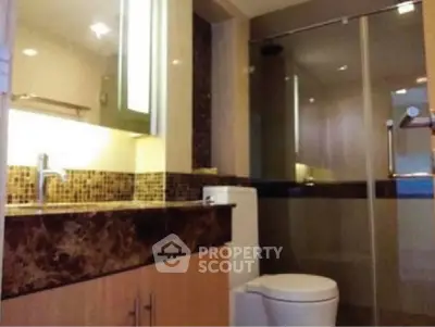 Luxurious bathroom with modern fixtures and elegant marble countertop