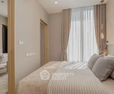 Elegant bedroom with soft lighting and modern decor