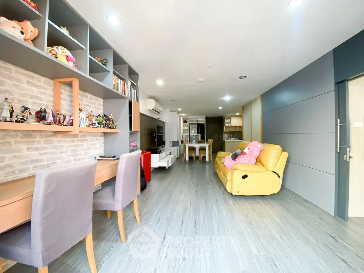 Spacious modern living room with stylish decor and open layout