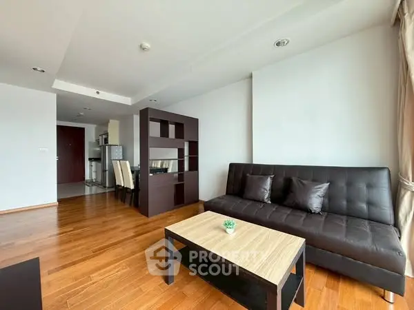 Modern living room with sleek furniture and open layout