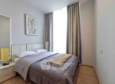 Cozy modern bedroom with elegant decor and natural light