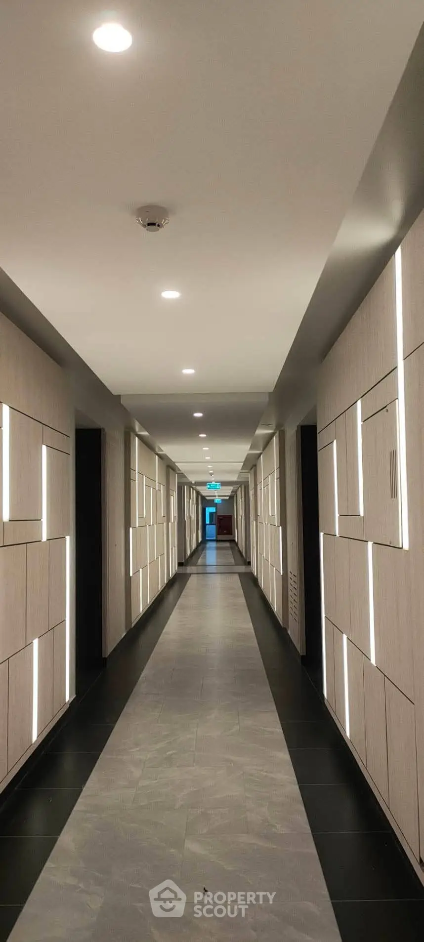 Modern hallway with sleek lighting and contemporary design
