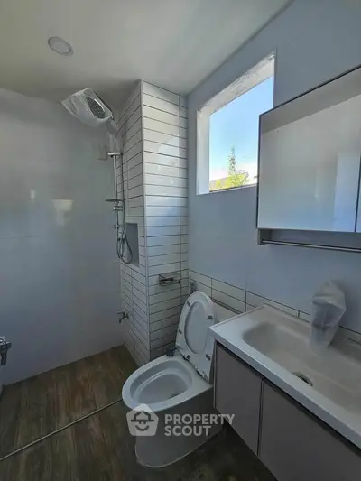 Modern bathroom with sleek fixtures and natural light