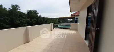 Spacious balcony with scenic view in modern home