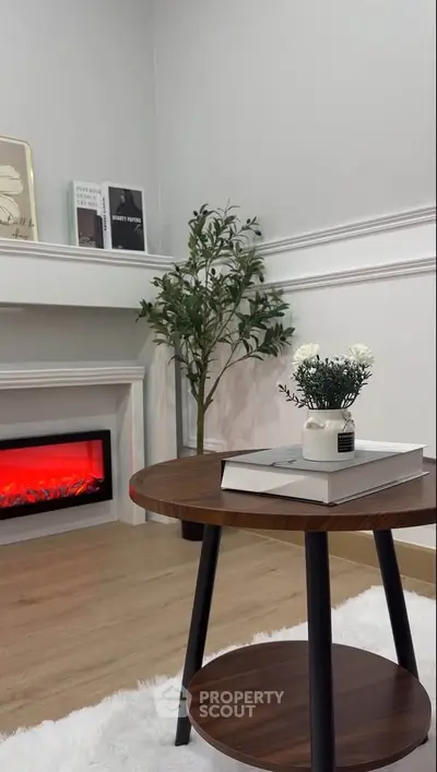 Cozy living room with modern fireplace and stylish decor