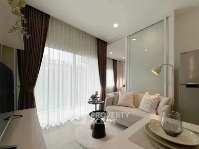 Modern living room with elegant decor and natural light