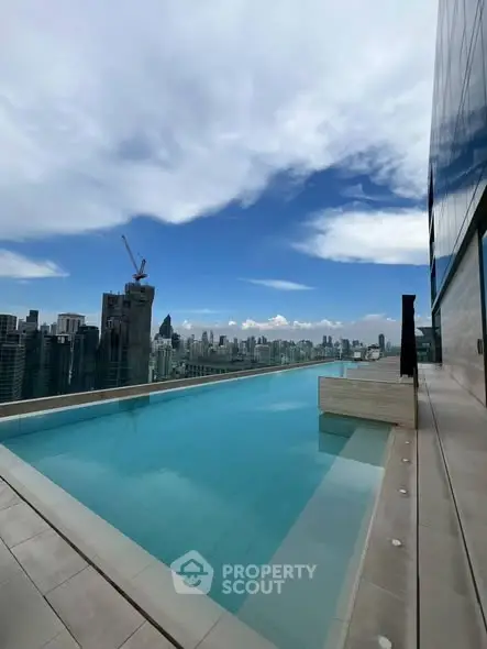 Stunning rooftop pool with panoramic city skyline views, perfect for luxury living.