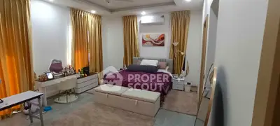 Luxurious bedroom with elegant decor and ample natural light