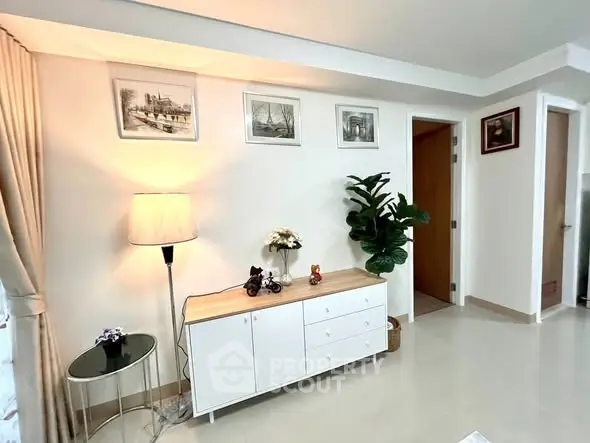 Stylish living room with modern decor and elegant lighting