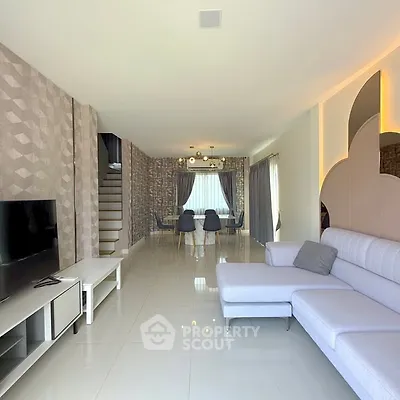 Spacious modern living room with elegant decor and stylish furniture