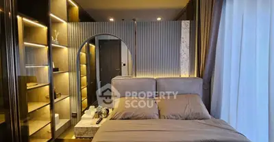 Luxurious bedroom with elegant lighting and modern decor