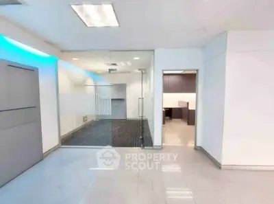 Modern office space with glass partition and sleek design