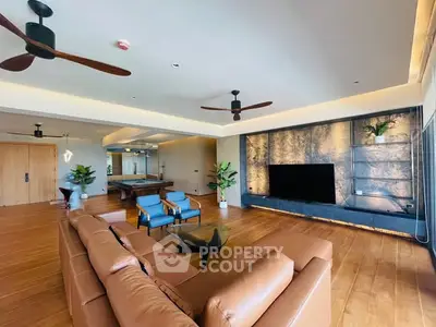Luxurious living room with modern decor and spacious layout