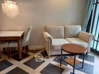 Cozy living room with elegant furniture and stylish flooring