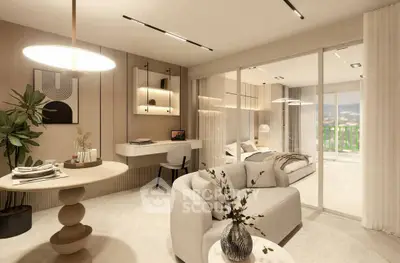 Luxurious modern living room with open layout and elegant decor