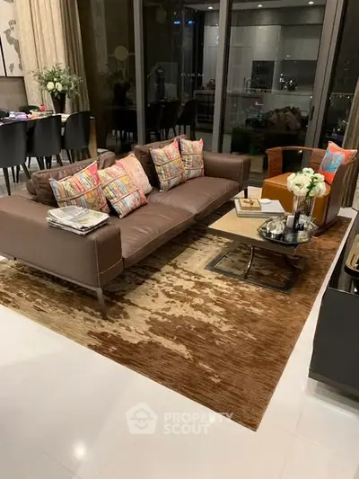 Luxurious living room with modern furniture and elegant decor