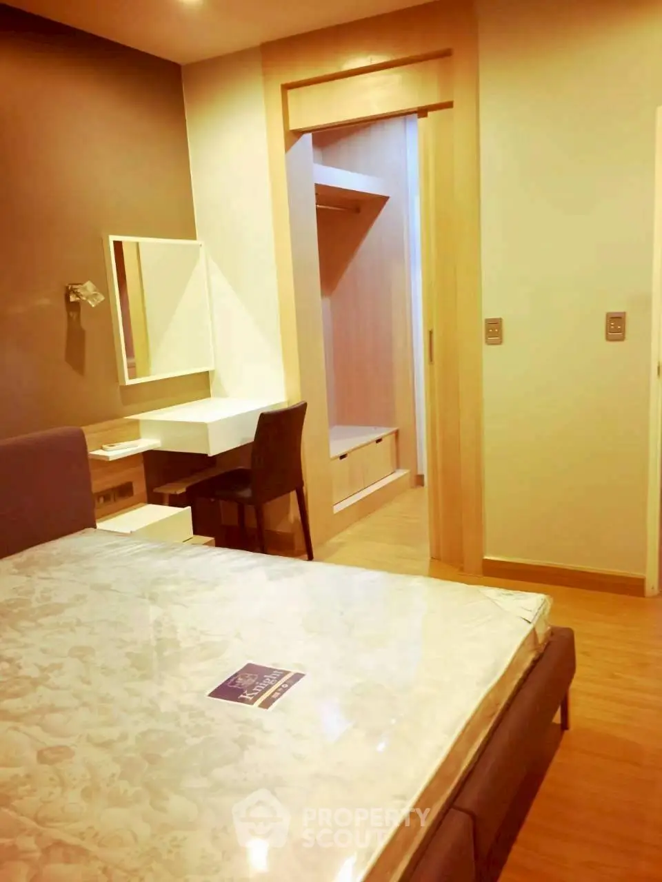 Modern bedroom with stylish furniture and cozy ambiance