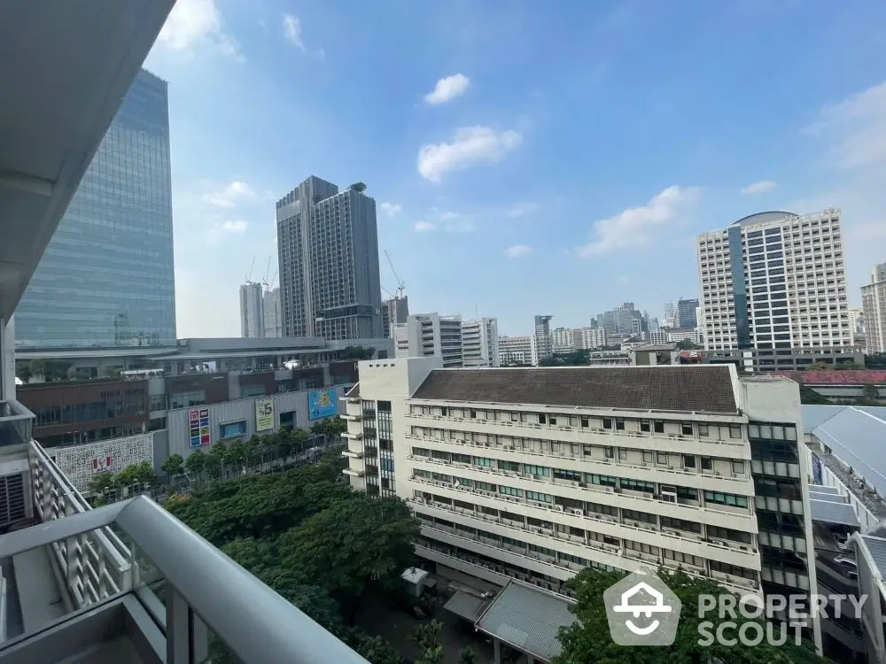 Stunning cityscape view from a modern balcony in a high-rise building