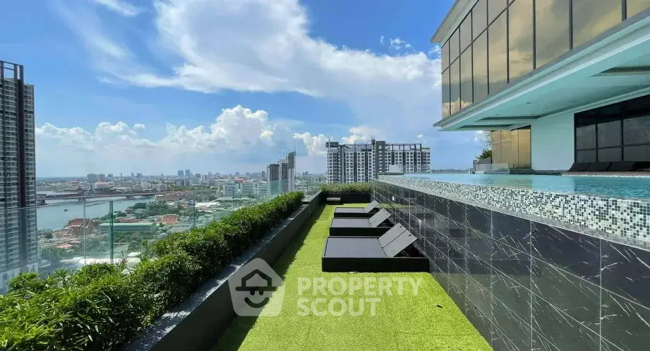 Luxurious rooftop pool with stunning city view and modern design