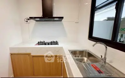 Modern kitchen with gas stove and sleek cabinetry