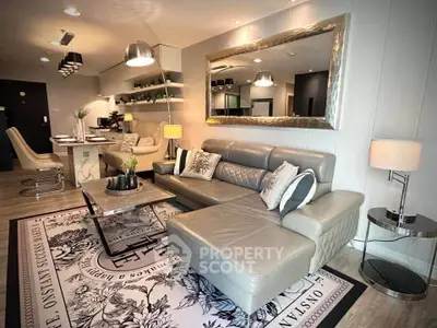 Luxurious modern living room with elegant decor and spacious seating area