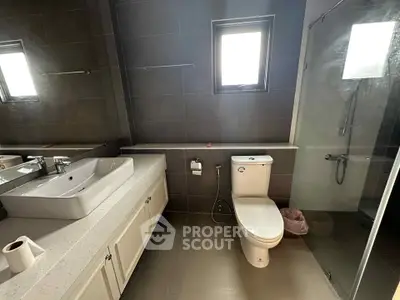 Modern bathroom with sleek fixtures and natural light