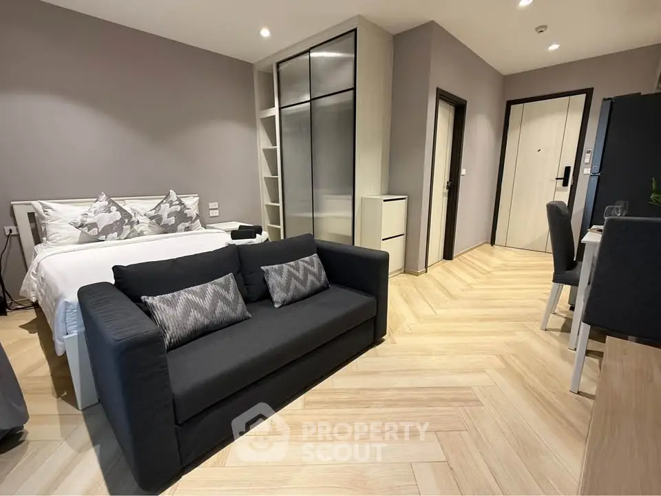 Modern studio apartment with stylish decor and open layout