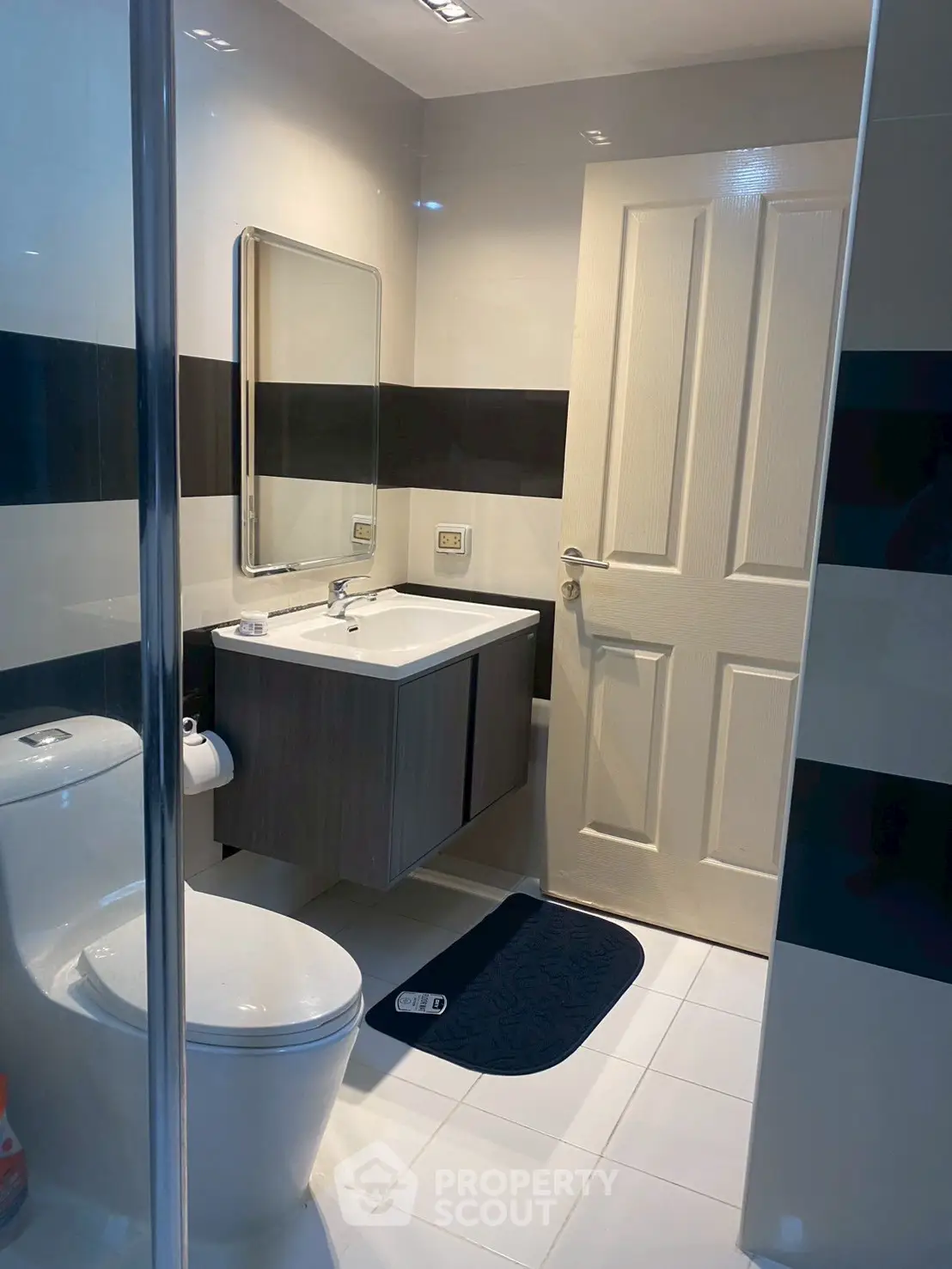 Modern bathroom with sleek fixtures and stylish design