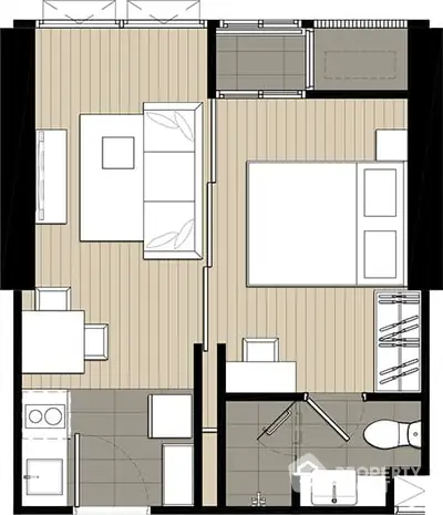 Modern apartment floor plan with open layout and stylish design