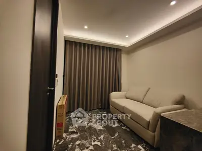 Cozy modern living room with elegant sofa and stylish flooring