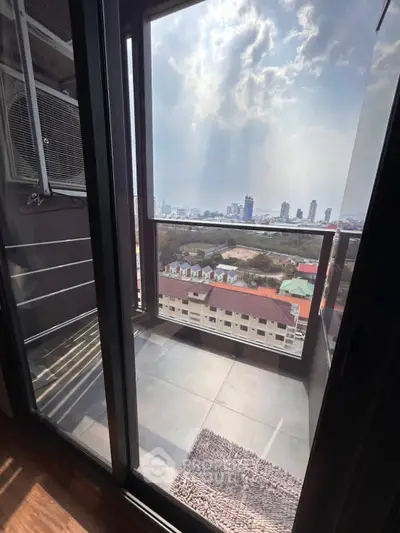 Stunning balcony view with cityscape and skyline, perfect for urban living enthusiasts.