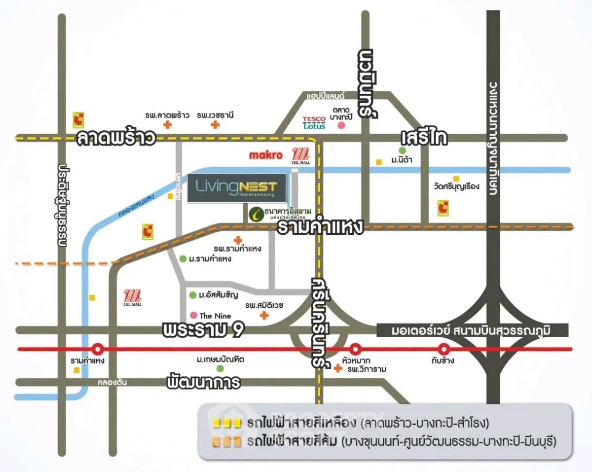 Map showing location of Living Nest near major roads and landmarks for convenient access.