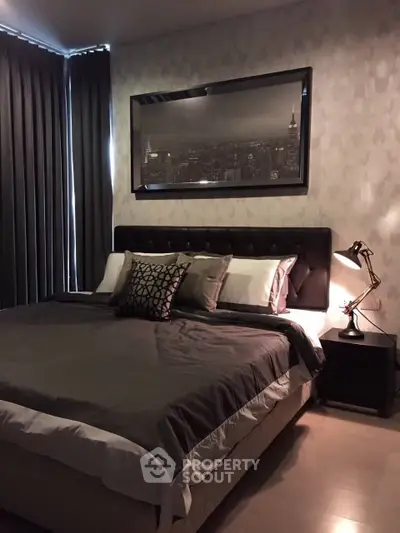 Modern bedroom with stylish decor and cozy ambiance