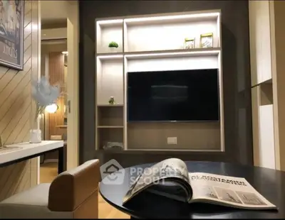 Modern living room with sleek TV unit and stylish decor