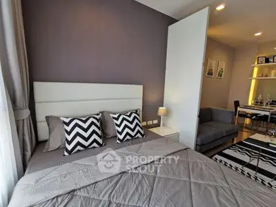 Modern bedroom with stylish decor and cozy ambiance
